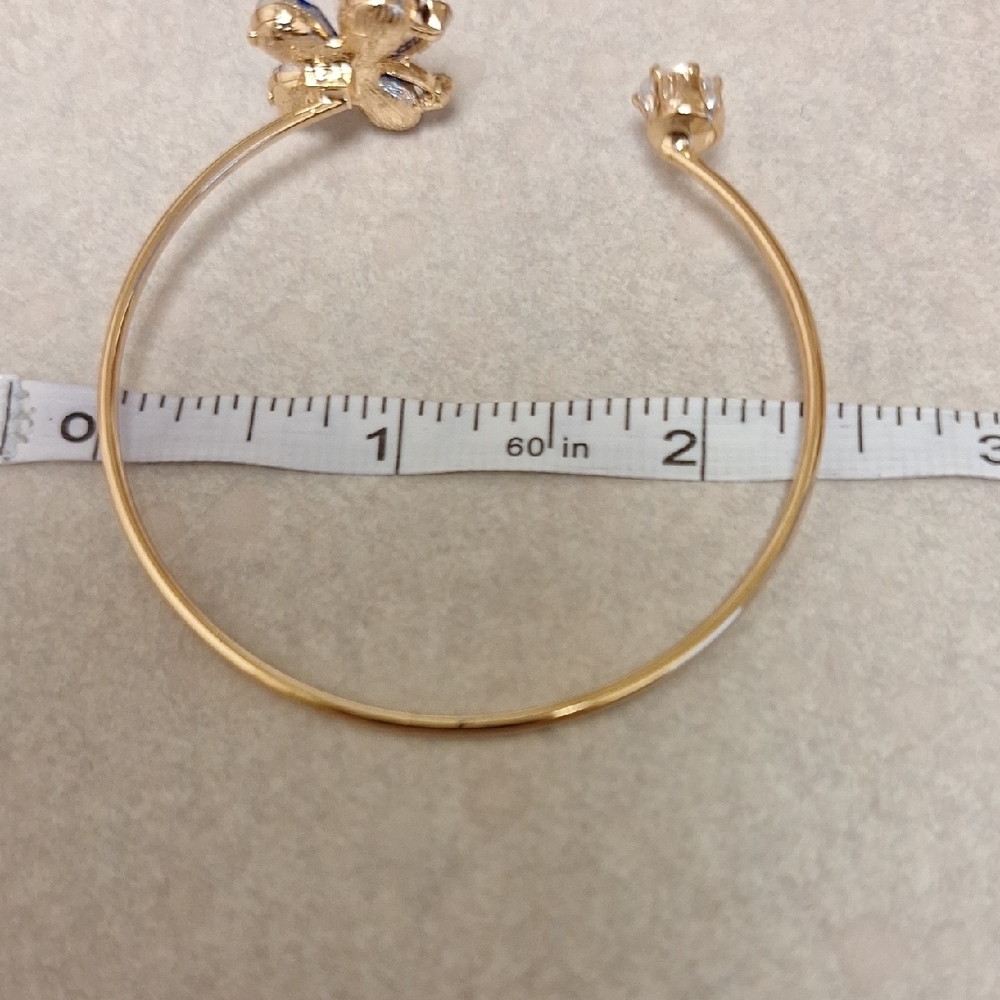 Gold Bracelet with Blue Crystal Butterfly - Picture 4 of 5